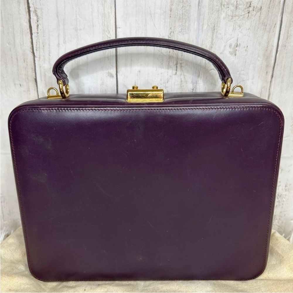 Gucci Dark Purple Leather Box Bag with Gold Hardware - Picture 2 of 16